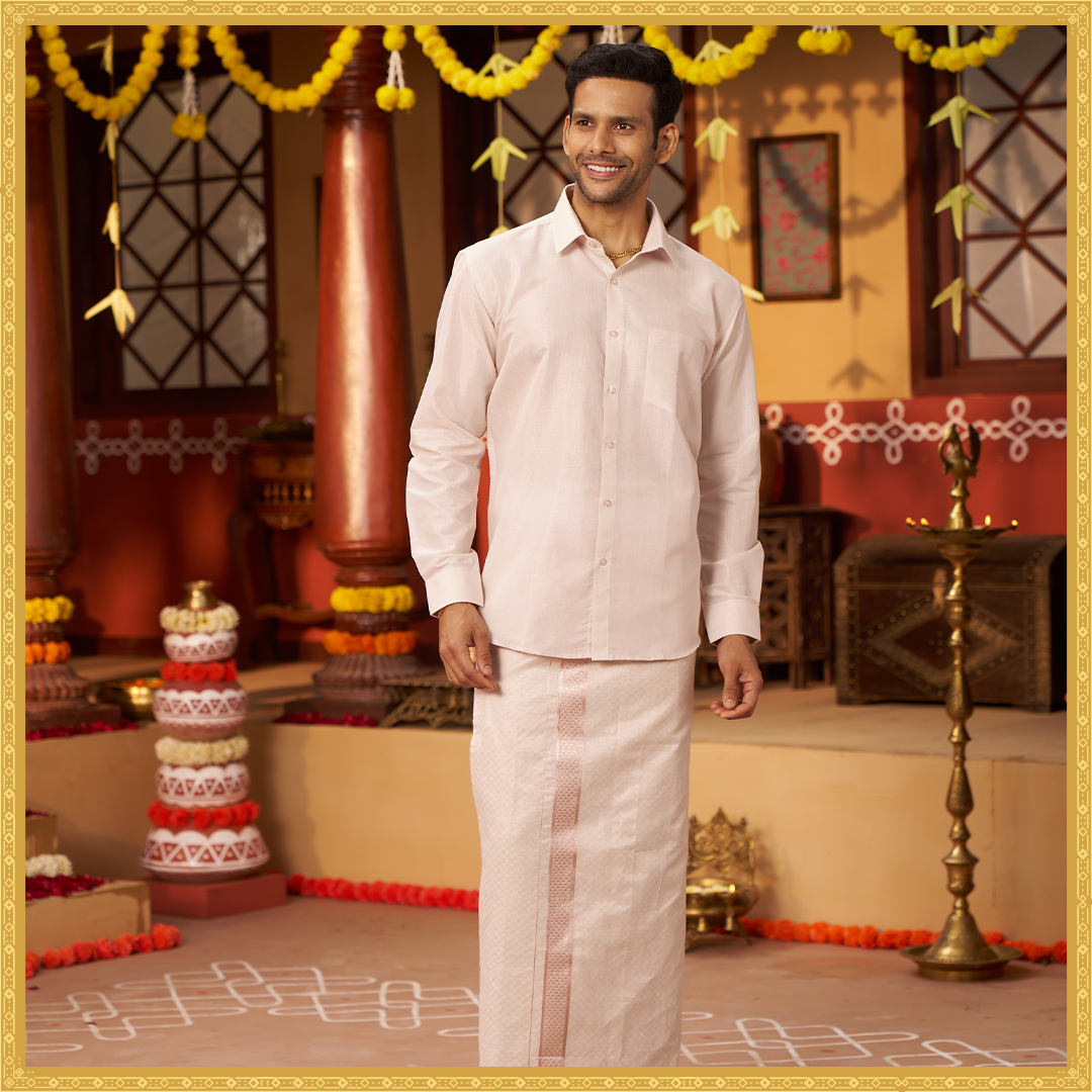 Minister White's Tissue Shirt & Flexi Dhoti Collection