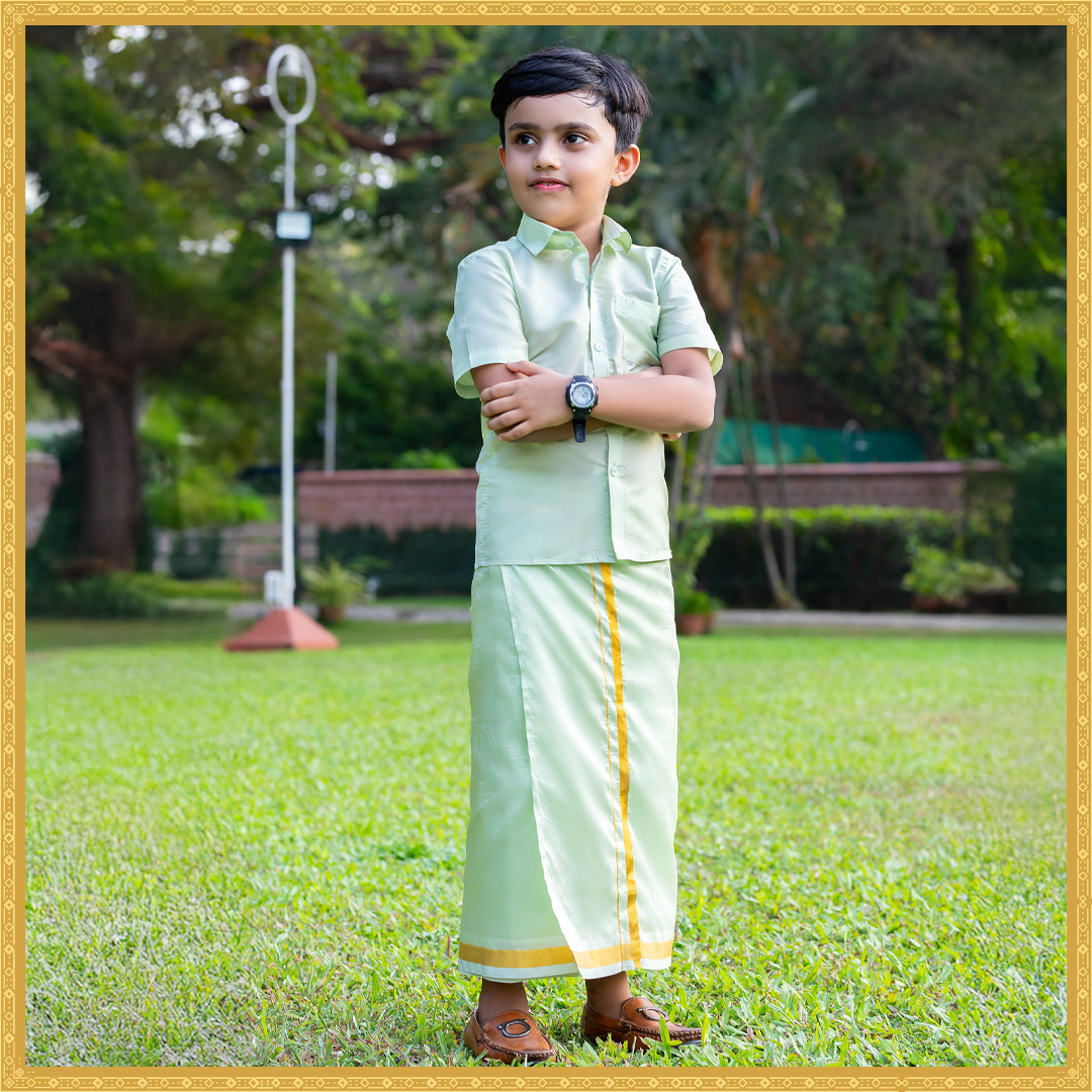Minister White's Kids Art Silk Shirt & Dhoti Combo Collection