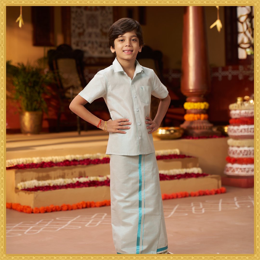 Minister White's Kids Tissue Shirt & Dhoti Combo Collection