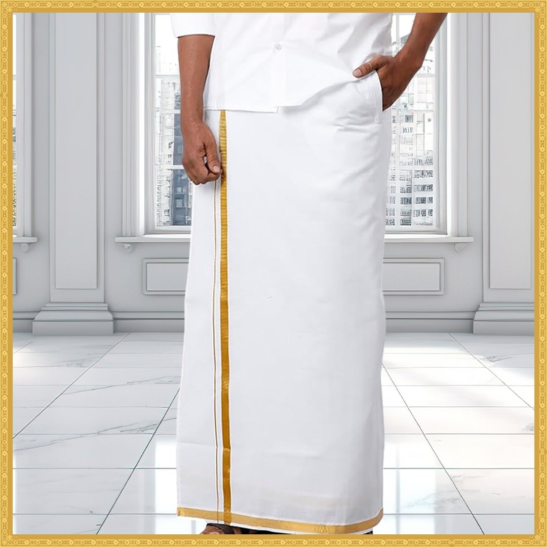 Minister White men's Flexi waist - Velcro Dhoti