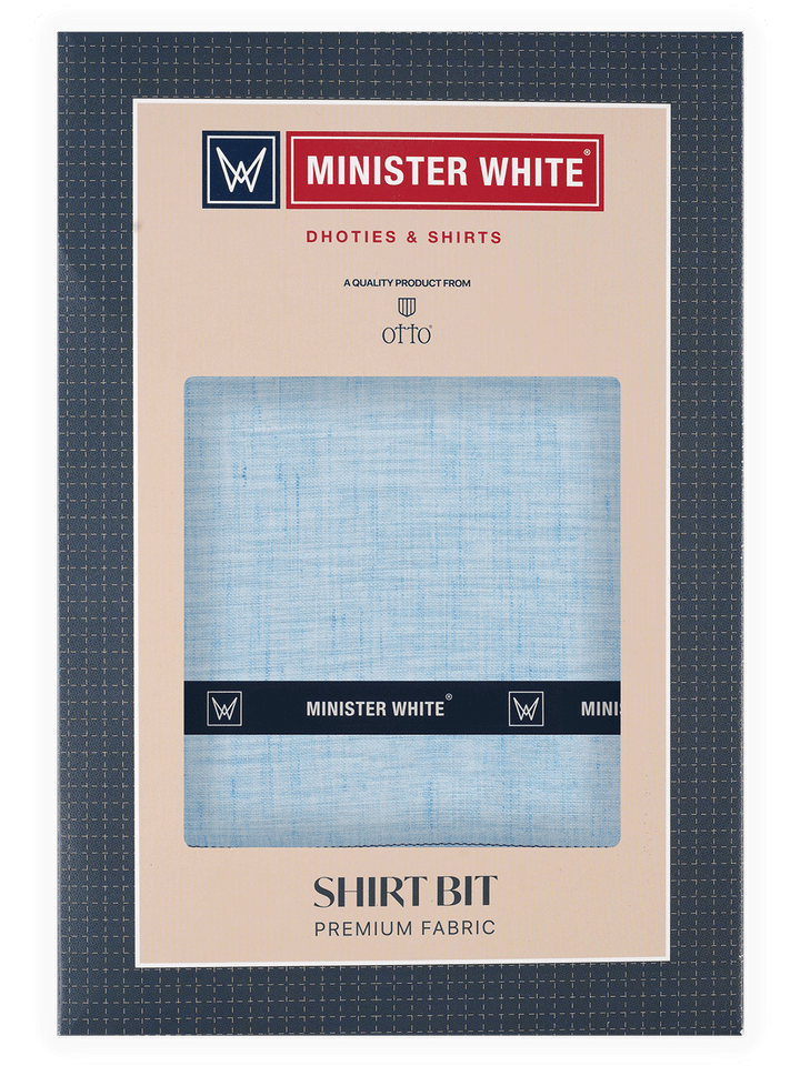 Men's Plain Linen Slub Sky Blue Color Shirt Fabric Beetal
