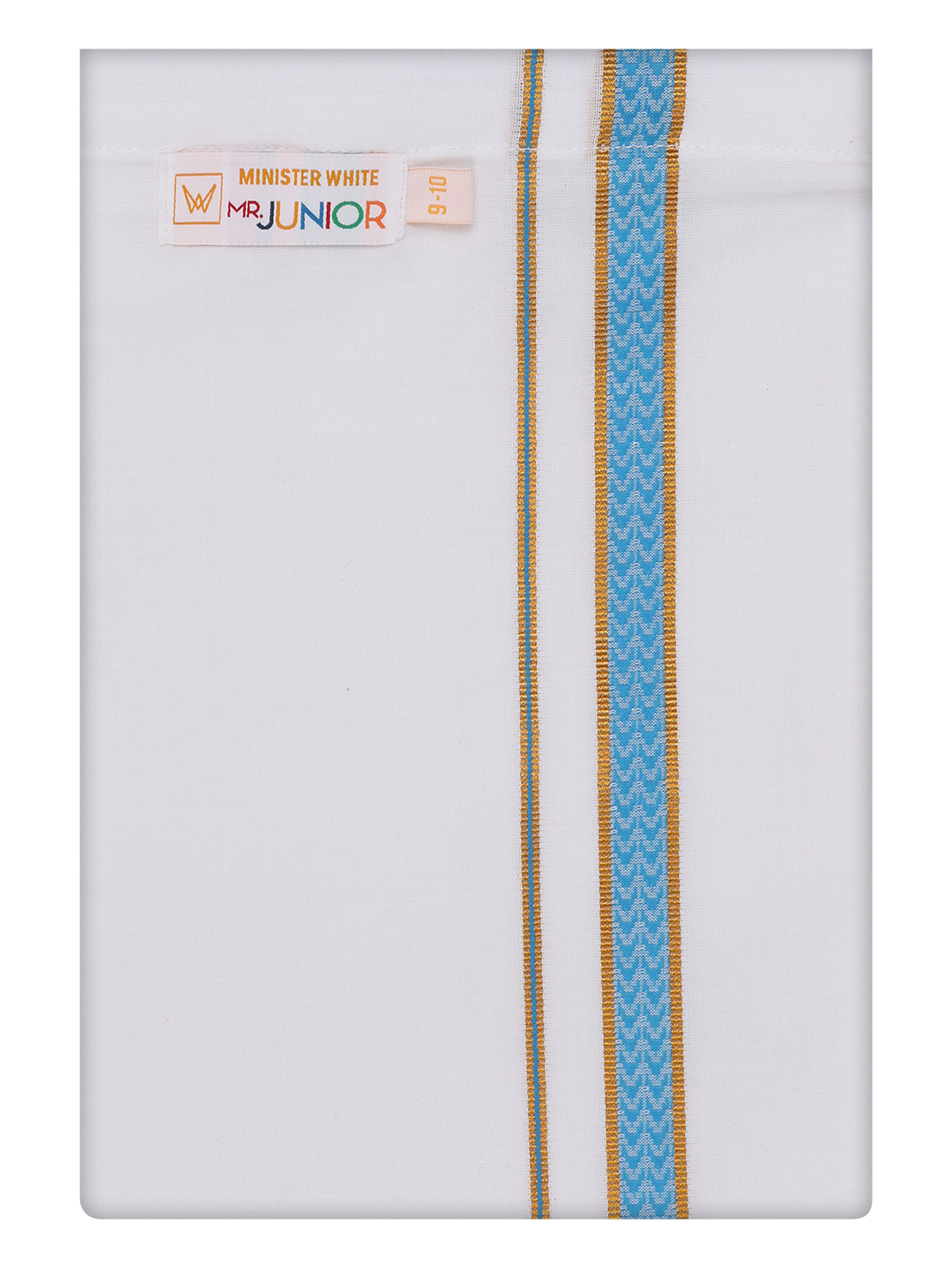 Boys Cotton White Dhoti with Blue Color Border by Minister White
