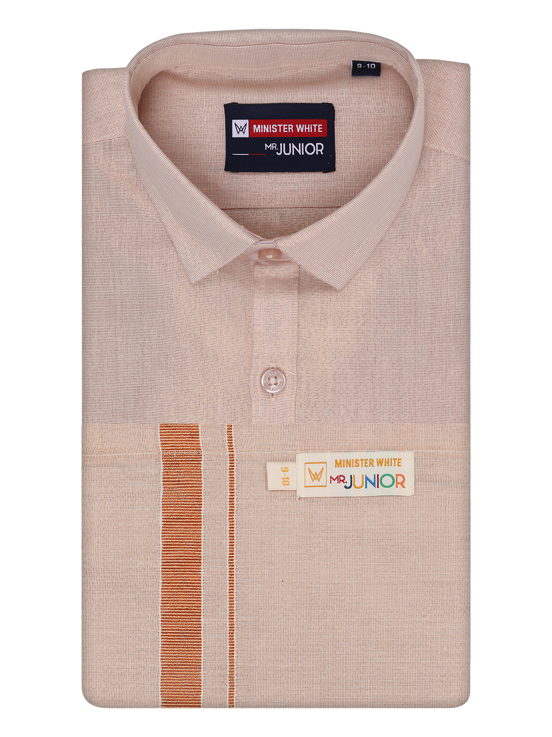 Boys Tissue Copper Colour Shirt with Dhoti Combo Ambitious Boy by Minister White