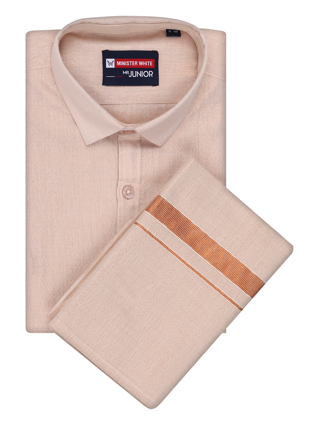 Boys Tissue Copper Colour Shirt with Dhoti Combo Ambitious Boy by Minister White