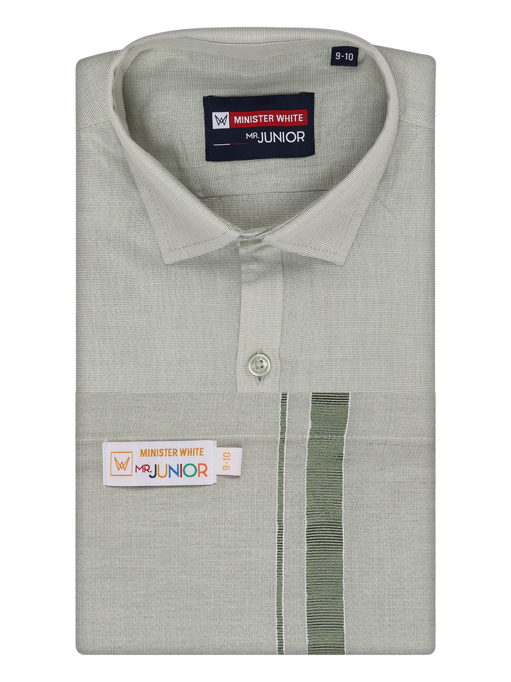 Boys Tissue Olive Green Colour Shirt with Dhoti Combo Ambitious Boy by Minister White