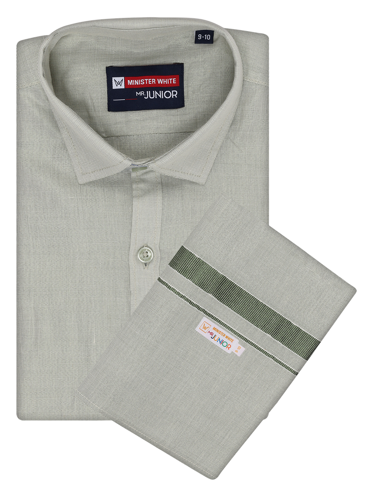 Boys Tissue Olive Green Colour Shirt with Dhoti Combo Ambitious Boy by Minister White