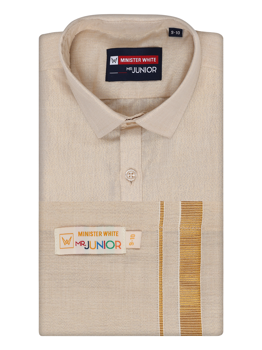 Boys Tissue Gold Colour Shirt with Dhoti Combo Ambitious Boy by Minister White