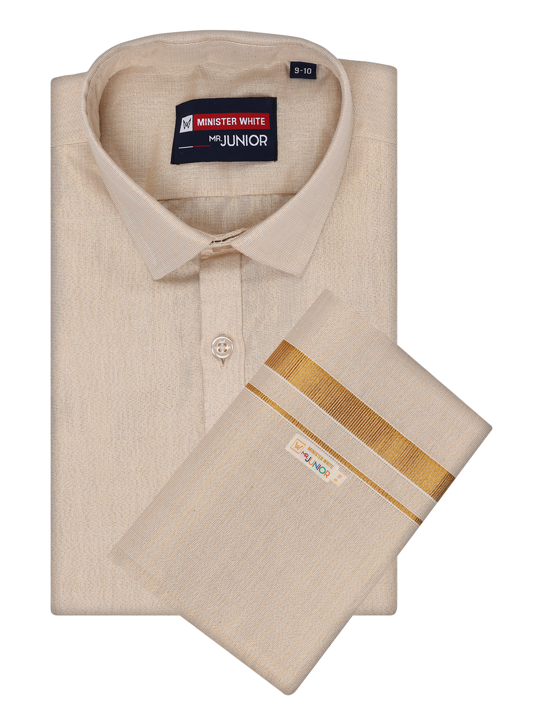 Boys Tissue Gold Colour Shirt with Dhoti Combo Ambitious Boy by Minister White