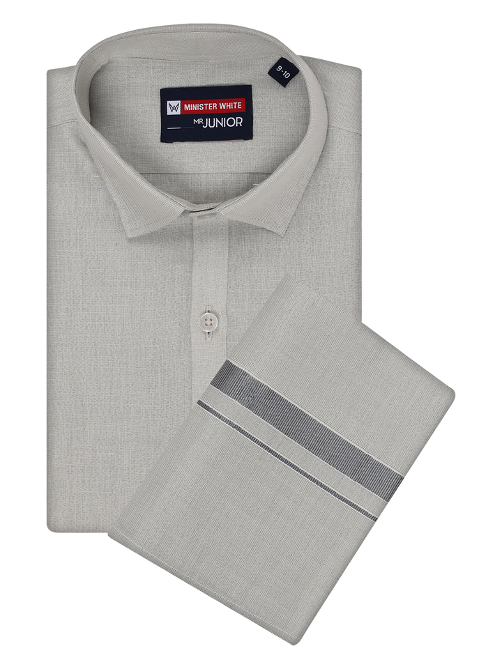Boys Tissue Grey Colour Shirt with Dhoti Combo Ambitious Boy by Minister White