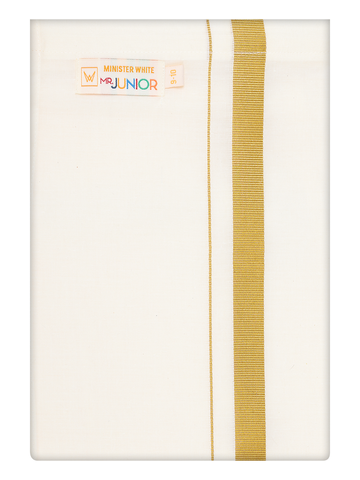 Boy Cotton Cream Dhoti with Gold Jari Border by minister White
