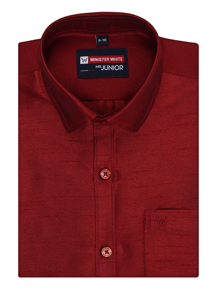 Boys Maroon Color Half Sleeves Shirt by Minister White 1