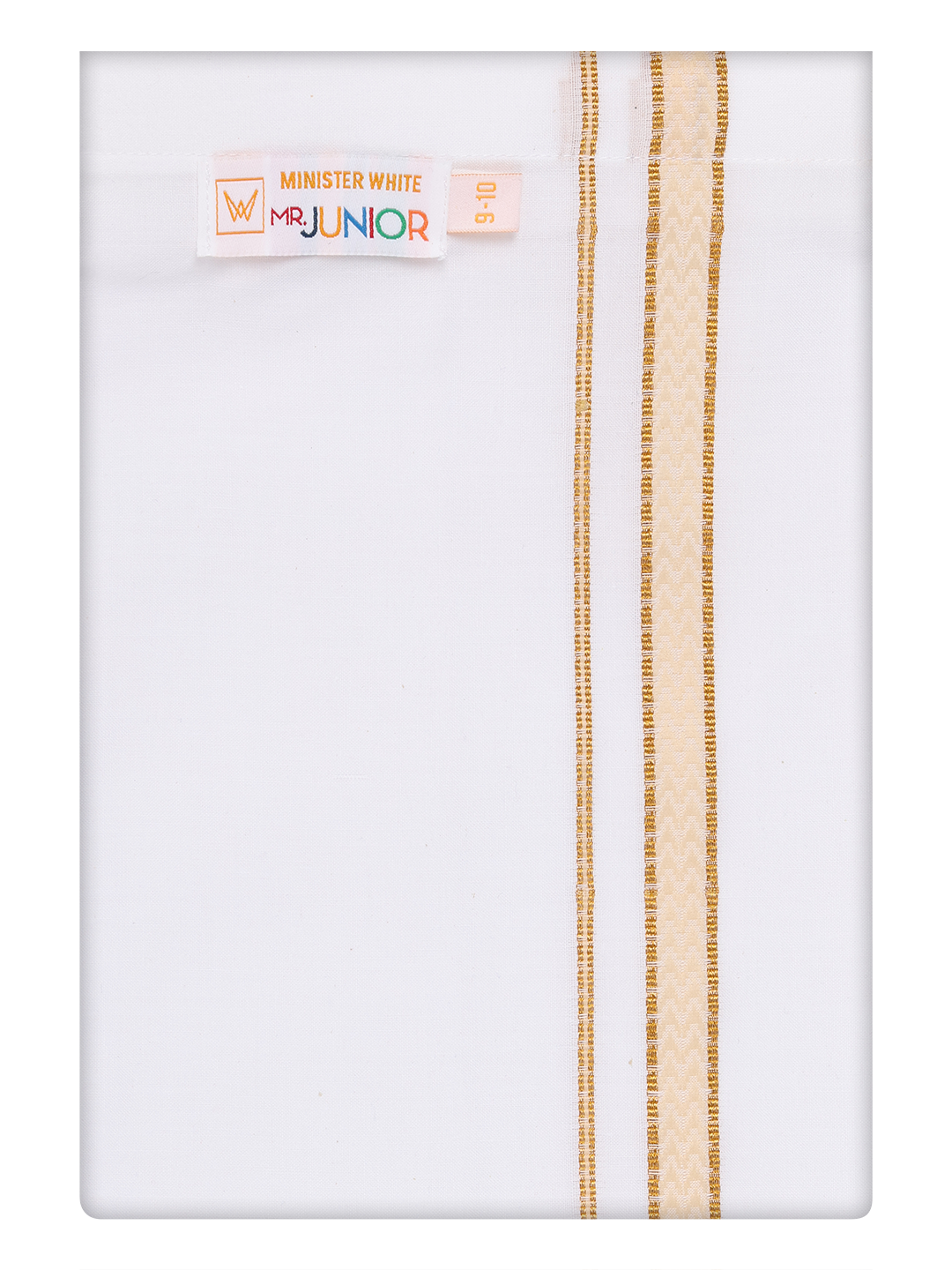 Boys Cotton White Dhoti with Sandal Color Border by Minister White