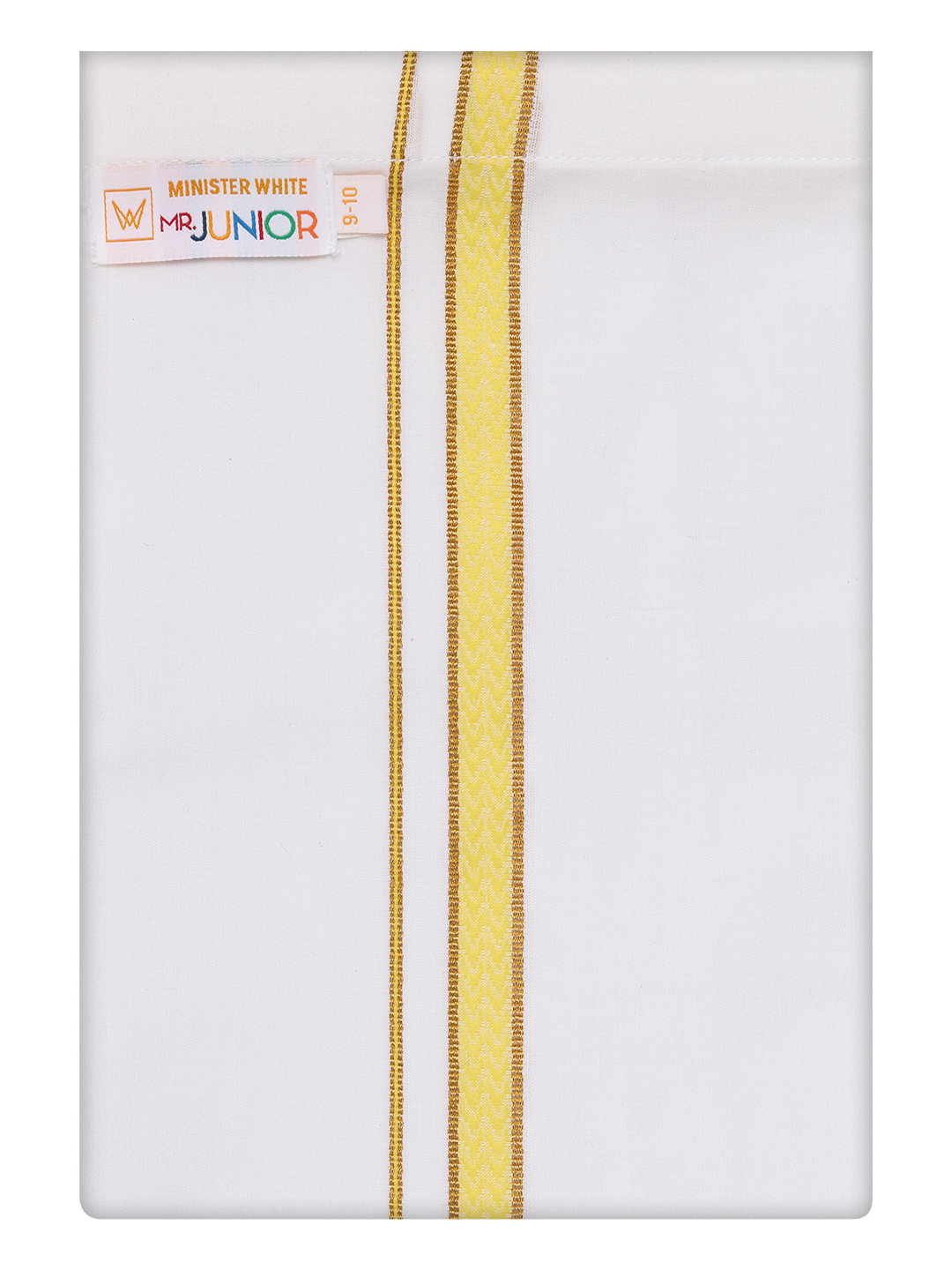 Boys Cotton White Dhoti with Mustard Color Border by Minister White