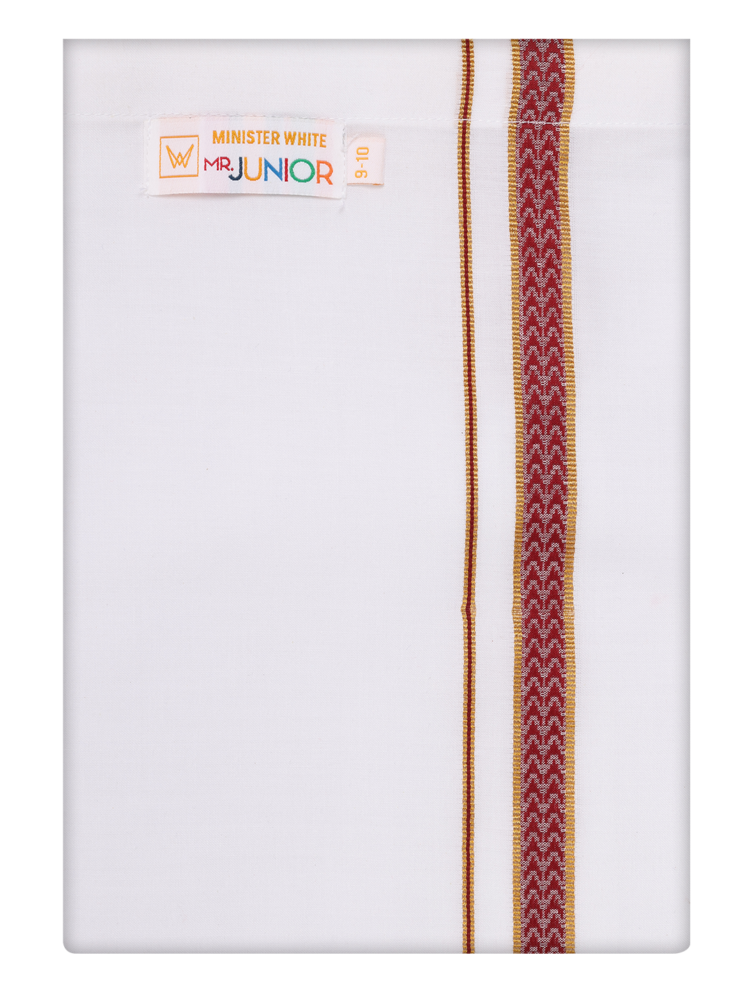 Boys Cotton White Dhoti with Maroon Color Border by Minister White