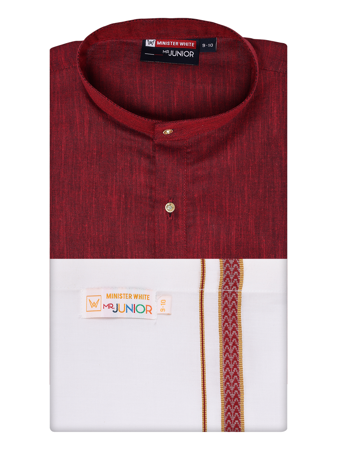 Boys Cotton Maroon Kurta with Matching Border Dhoti Combo Honest Boy by Mister White