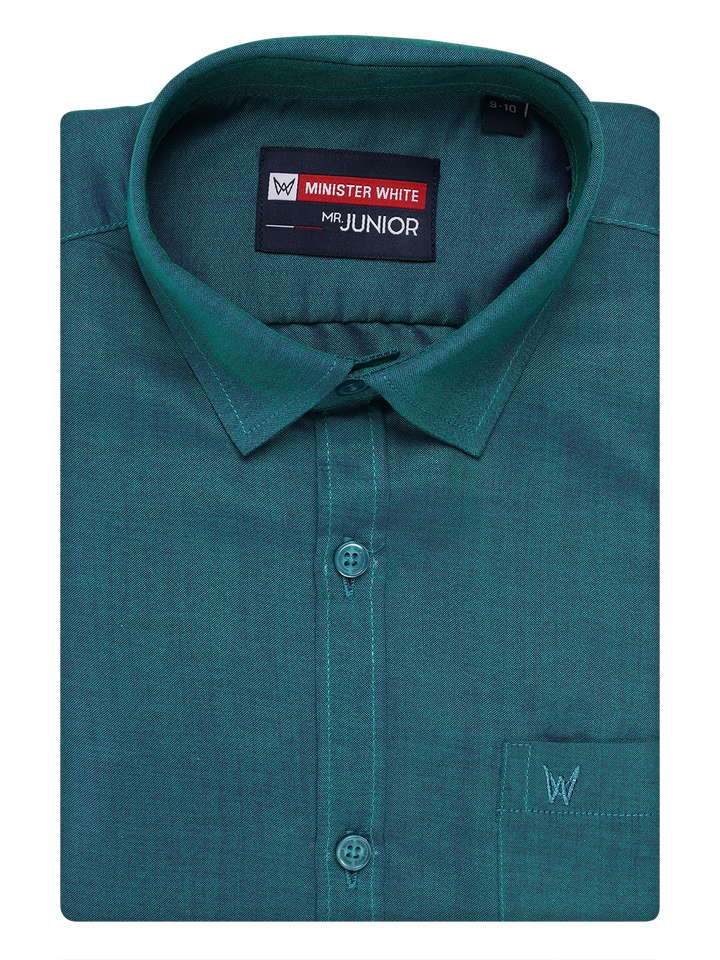 Boys Teal Half Sleeves Shirt by Minister White