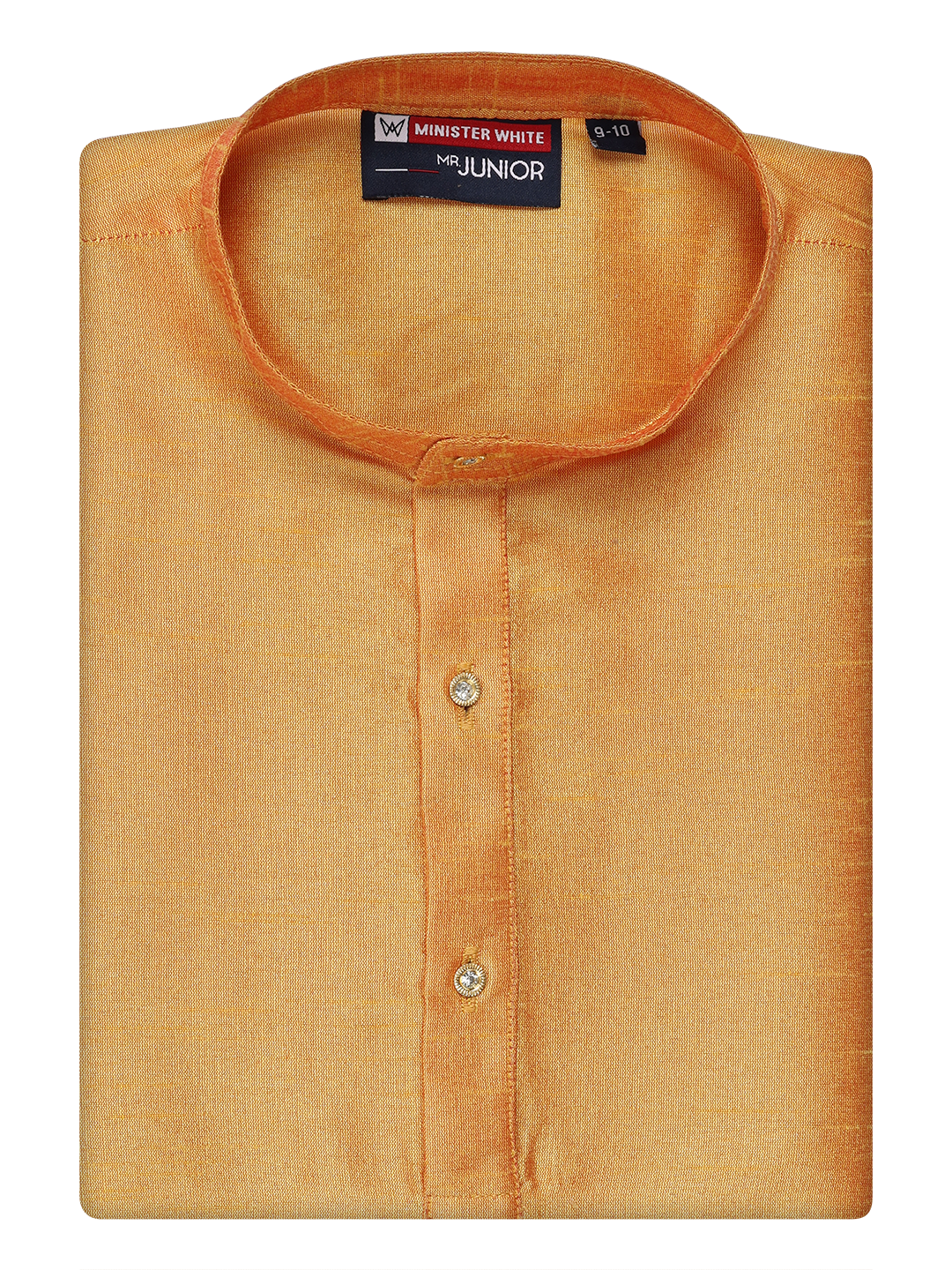 Boys Dupion Satin Orange Colour Full Sleeves Kurta Candid Boy by Minister White