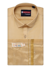 Boys Medium Gold Matching Art Silk Shirt and Flexi Dhoti Combo Poppins