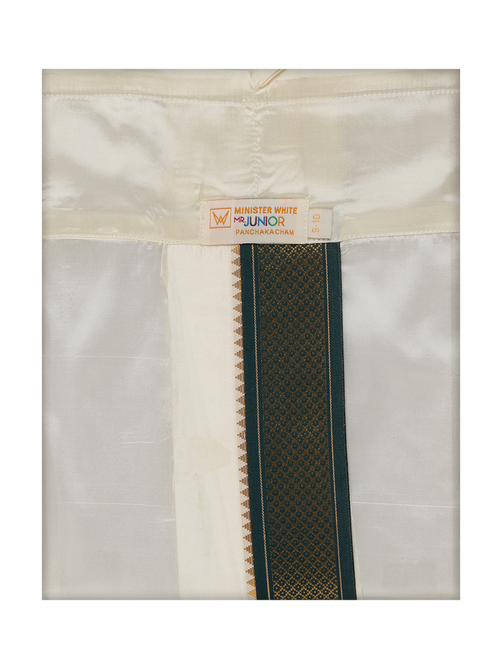 Boys Art Silk Cream Panchakacham by Minister White