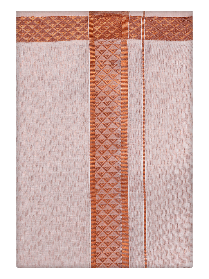 Mens Copper Tissue Jacquard Dhoti by Minister White