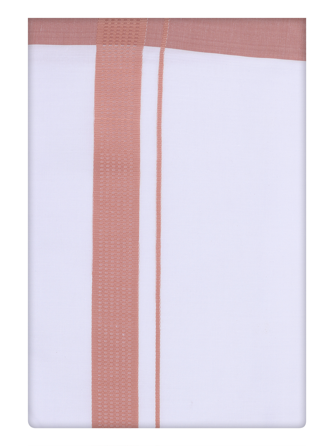 Mens Cotton White Dhoti with Brown Border by Minister White