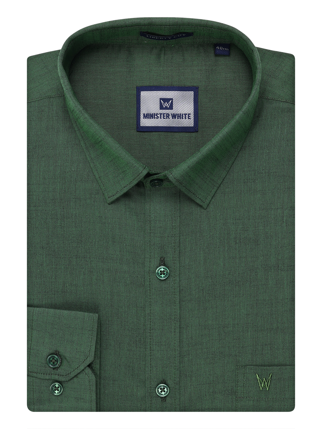 Mens Cotton Dark Green Color Shirt by Minister White