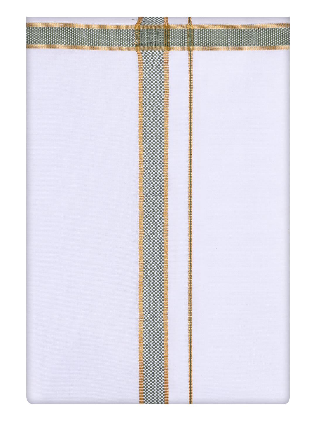 Mens Cotton White Dhoti with Dark Green Color Border Dhoti by Minister White