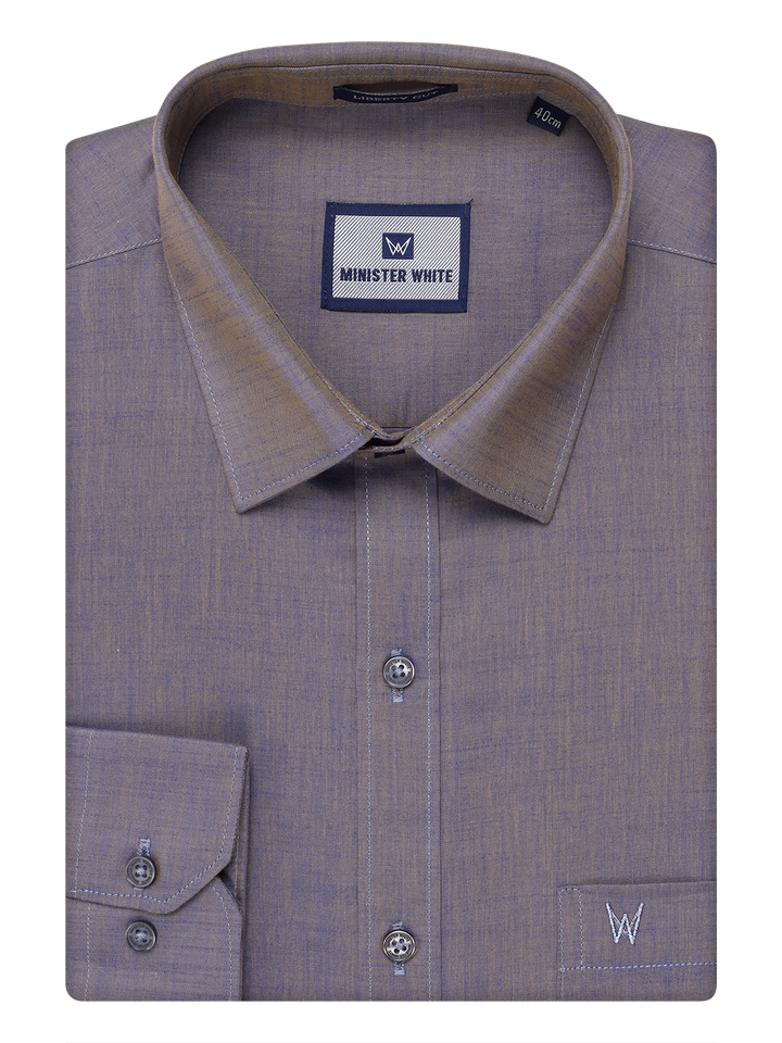 Men's Cotton Ash Grey Color Shirt by Minister White