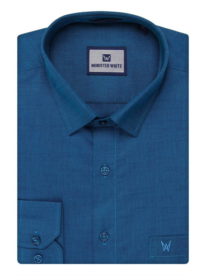 Mens Cotton Peacock Color Shirt by Minister White