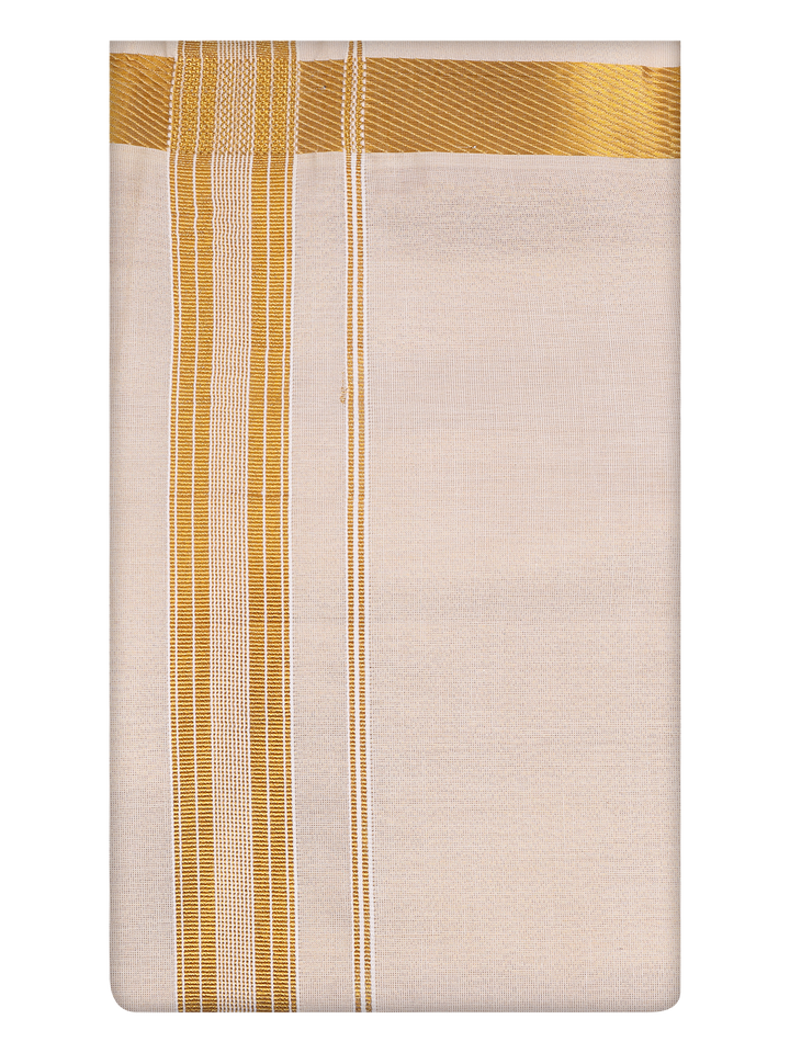 Mens Tissue Plain Jari Border Dhoti by Minister White