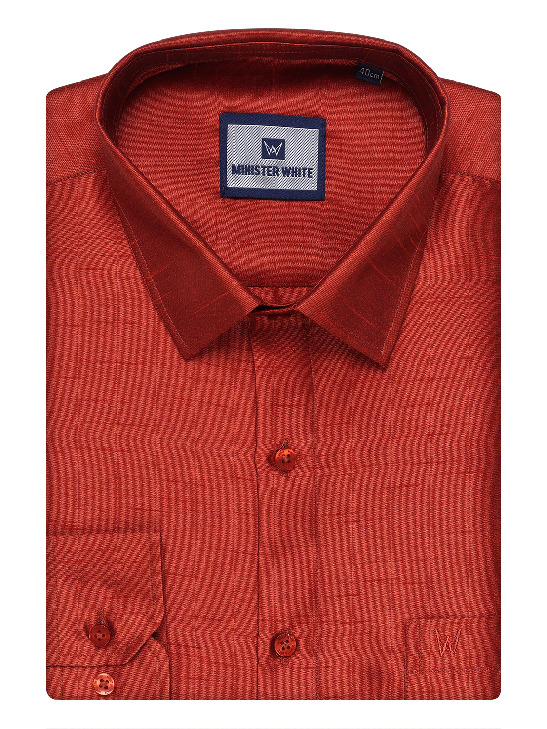 Mens Brick Red Dupion Satin Color Shirt by Minister White