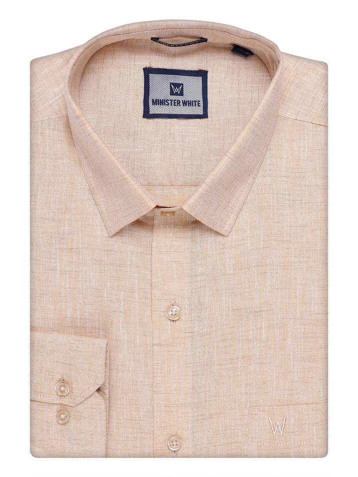 Mens Cotton Light Sandal Colour Shirt by Minister White