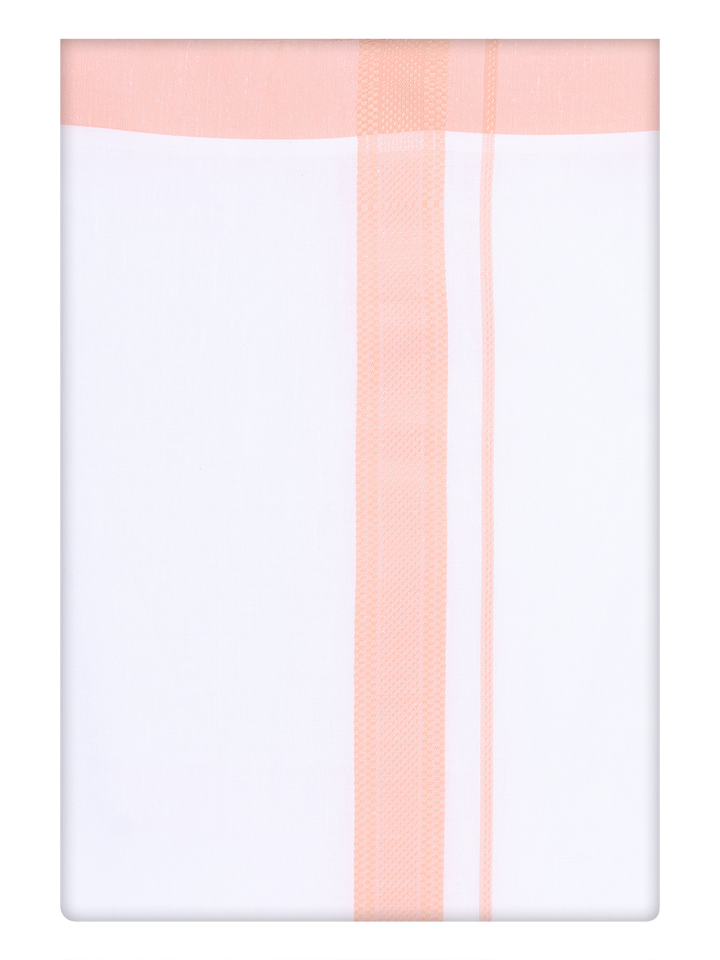 Mens Cotton White Dhoti with Light Pink Border By minister White
