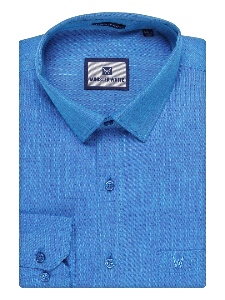Mens Cotton Blue Color Shirt by Minister White