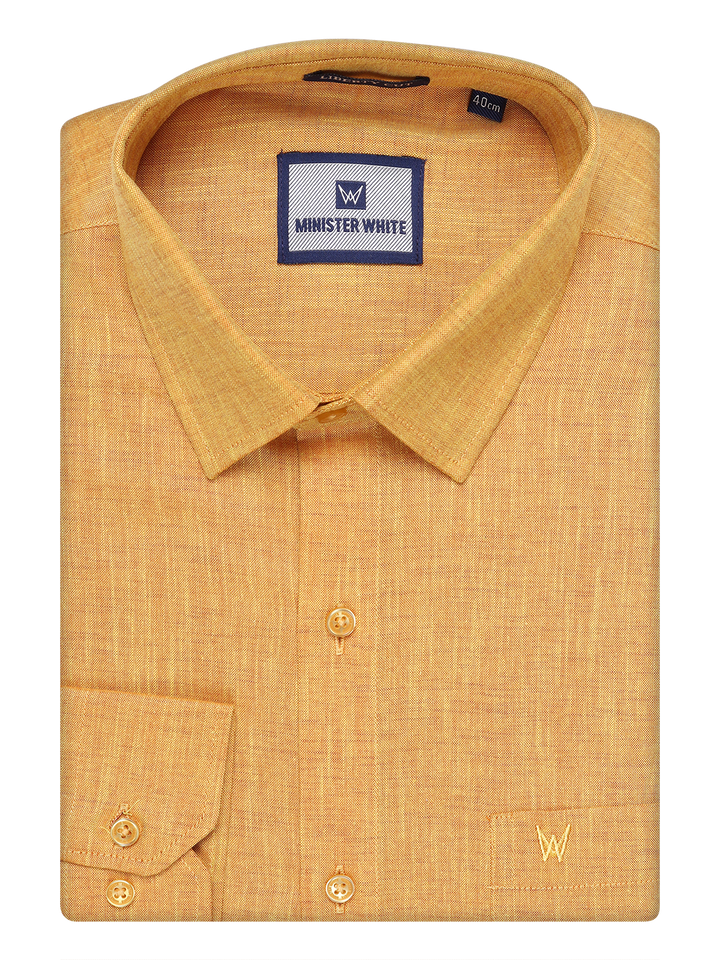 Mens Cotton Yellow Color Shirt by Minister White
