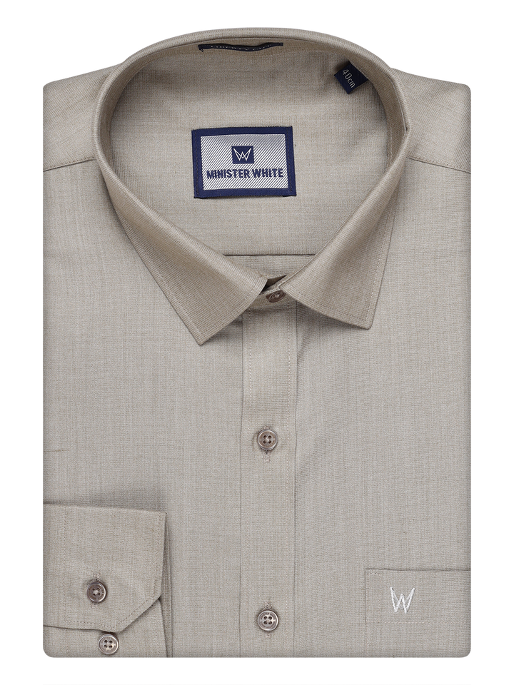 Mens Cotton Light Olive Color Shirt by Minister White
