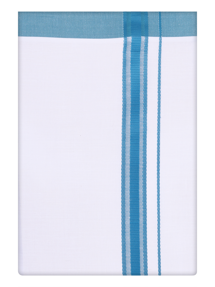 Mens Cotton White Dhoti with Green Border Dhoti