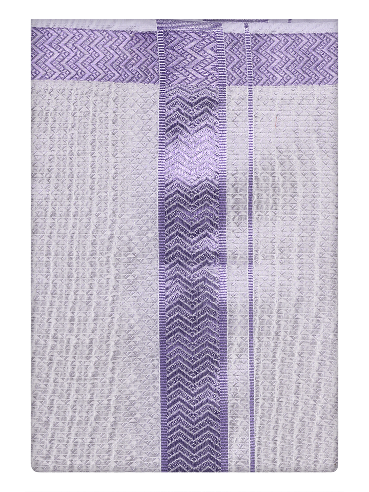 Mens Lavender Tissue Jacquard Dhoti by Minister White