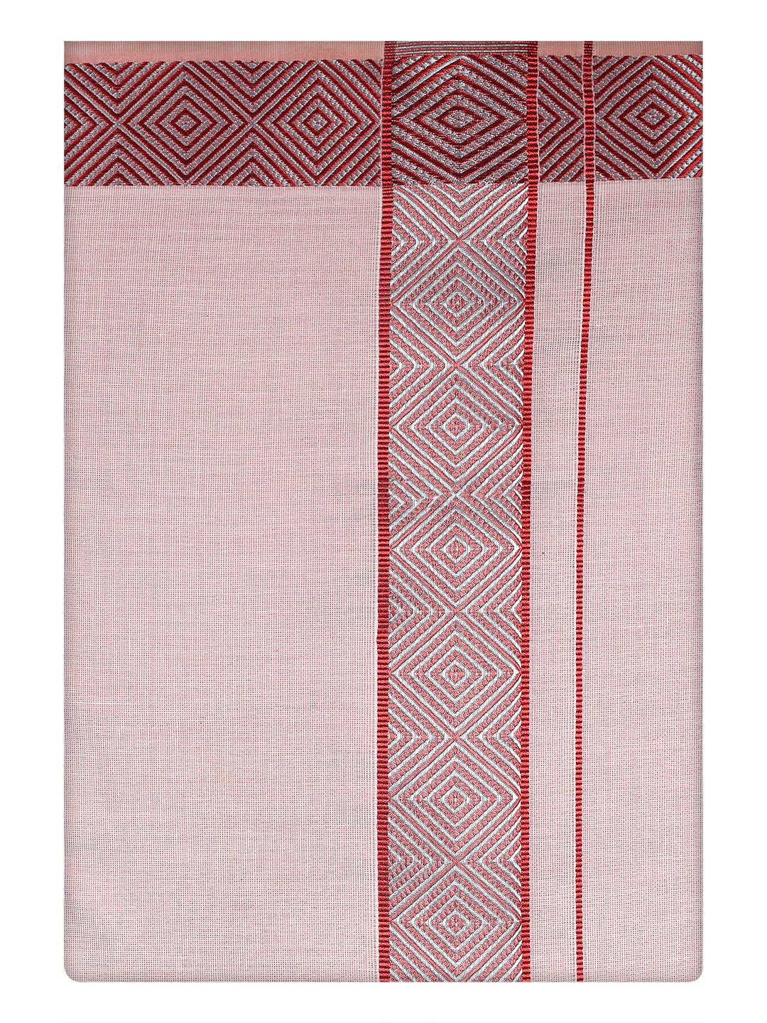 Mens Tissue Maroon Dhoti with Intricate Jacquard Border by Minister White