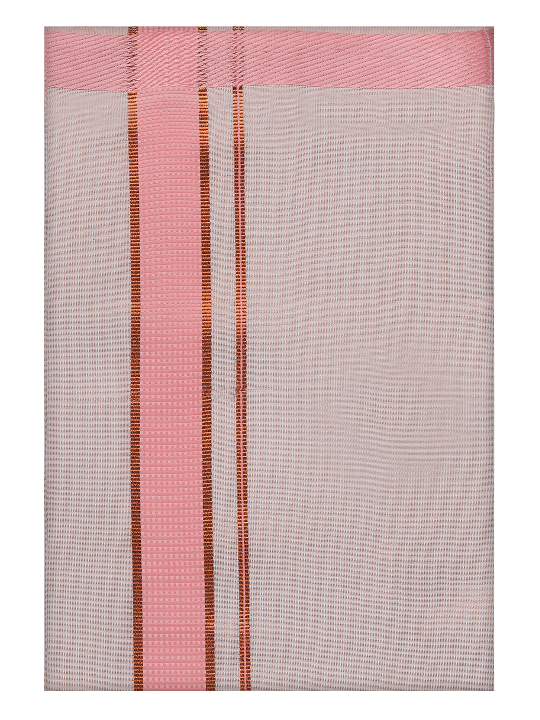 Mens Cotton White Shirt with Pink Color Border Dhoti by Minister White