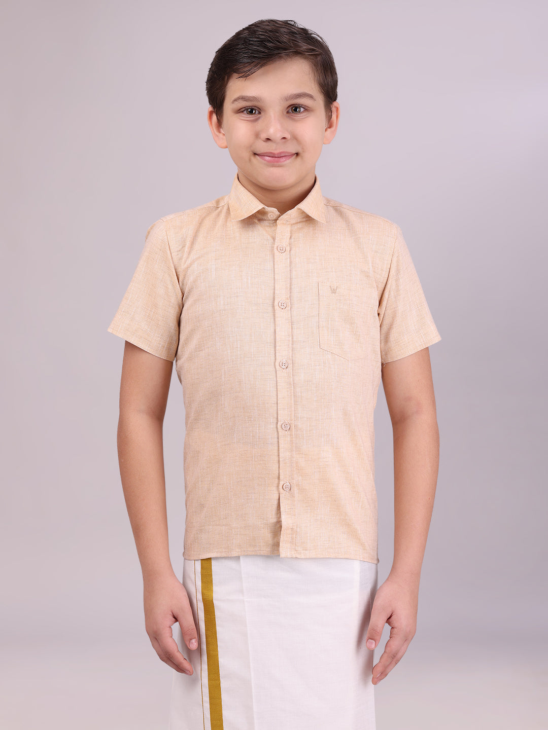 Boys Cotton Sandal Colour Half Sleeves Shirt