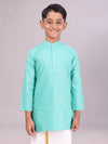 Boys Cotton Mint Blue Full Sleeves Kurta Selective Boy