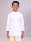 Boys Cotton White Full Sleeves Kurta Artistic Boy