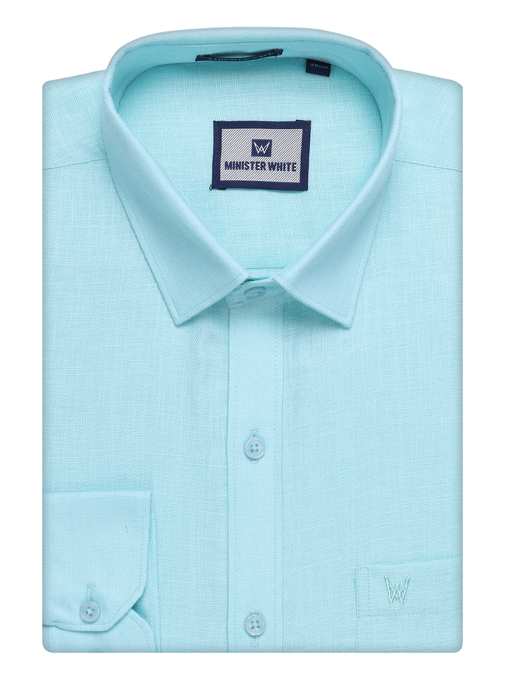 Mens Sea Green Cotton Shirt