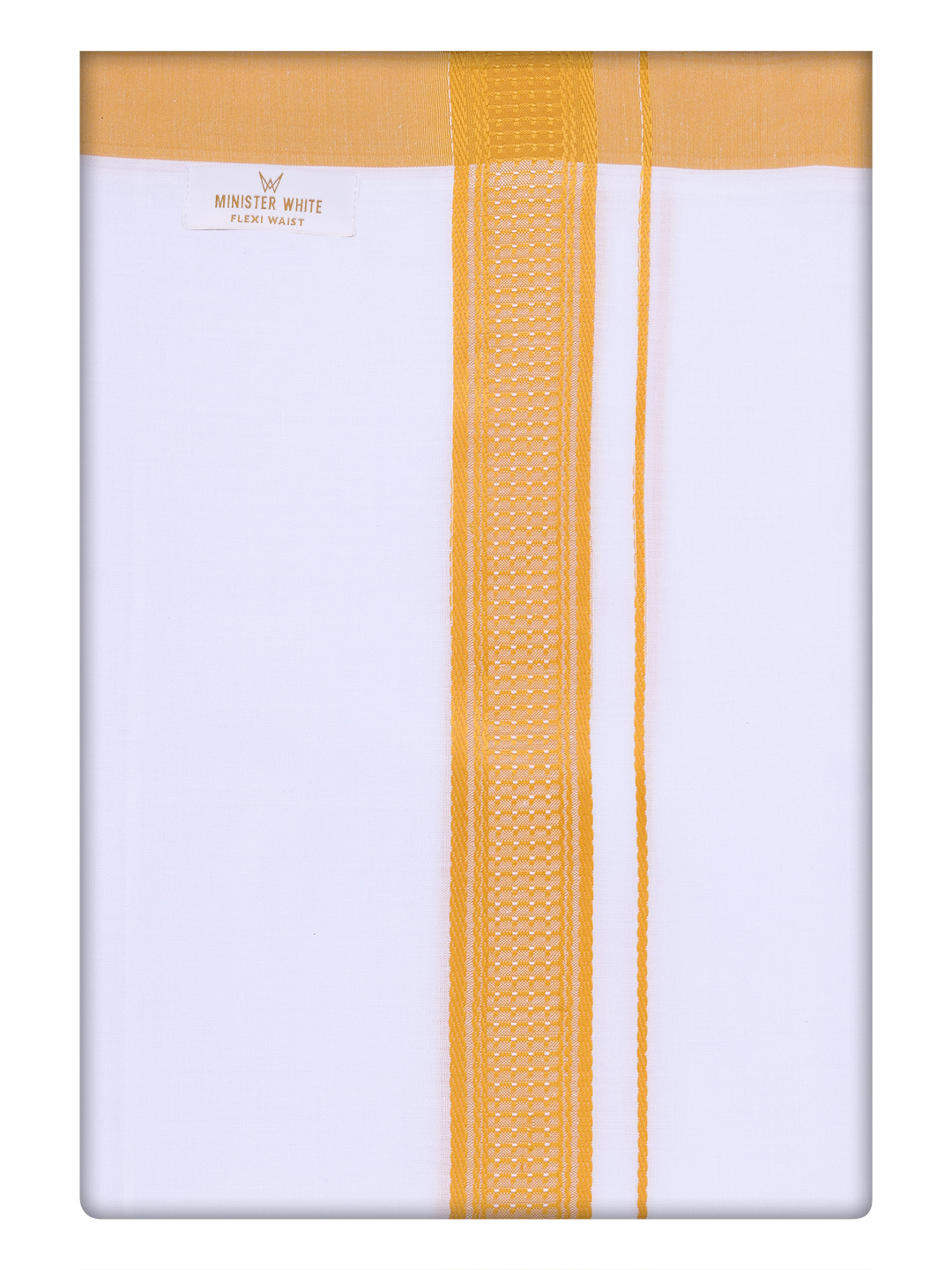 Mens Cotton White Flexi Dhoti with Yellow Color Border by Minister White