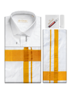 Men's Pure Silk Wedding White Shirt, Dhoti, Nerial with Belt Combo - Nesam 100K