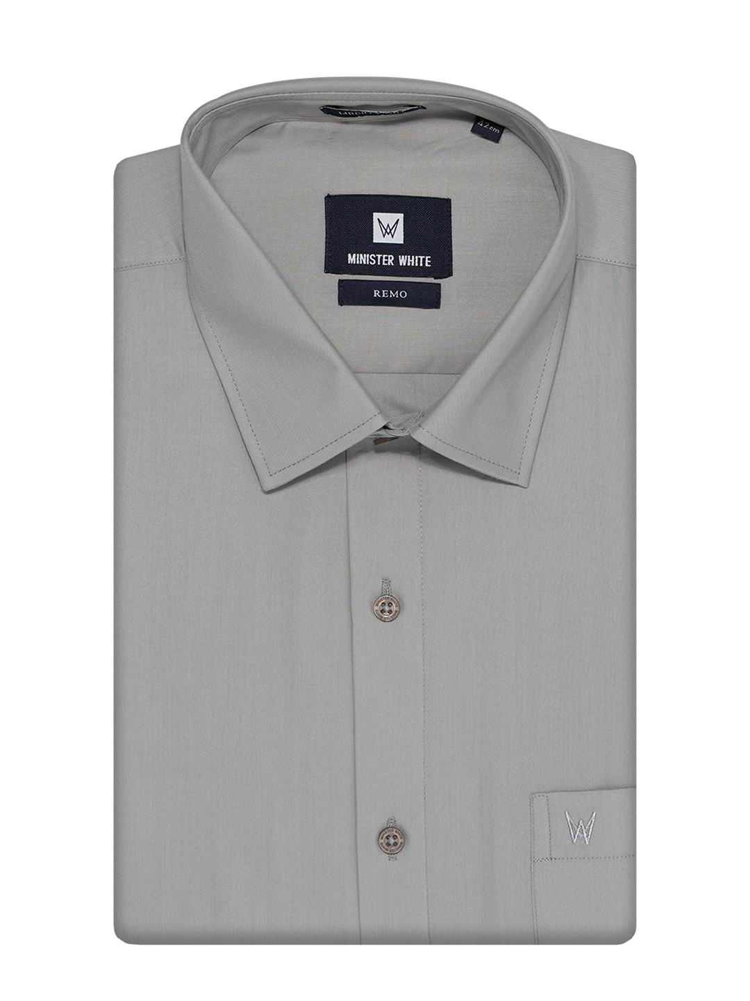 Mens Cotton Regular Fit Steel Colour Shirt Remo by Minister White