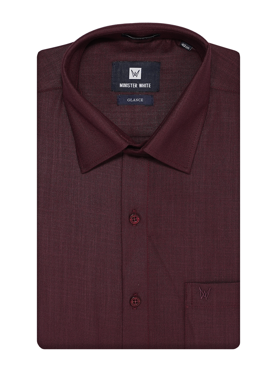 Mens Cotton Wine Colour Regular Fit Shirt Glance by Minister White