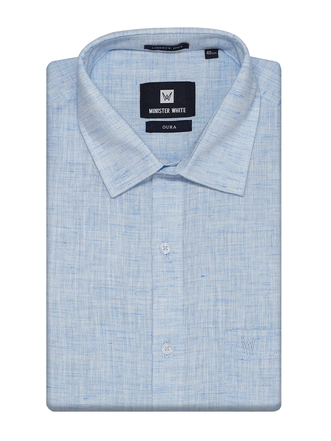 Mens Cotton Sky Blue Colour Regular Fit Shirt Oura by Minister White