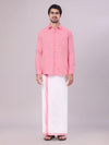 Mens Pink Colour Shirt with Matching Fancy Border Dhoti Combo Lemax